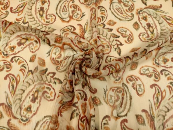 Tessuto Georgette a fantasia motivo floreale cashmere beige - marrone