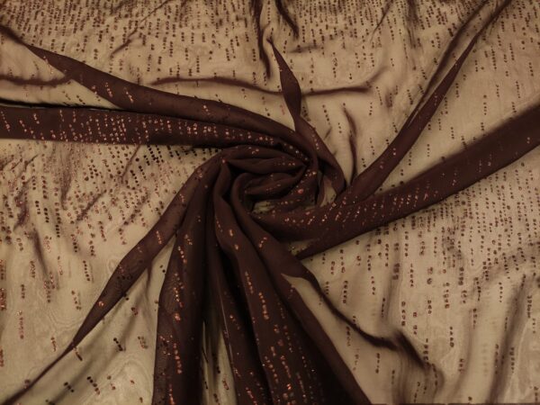 Tessuto Georgette a fantasia motivo lurex bronzo - marrone