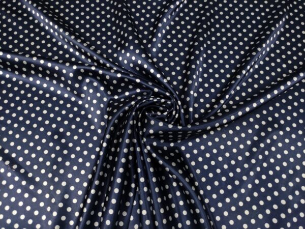 Tessuto Satin a fantasia motivo pois bianco - blu