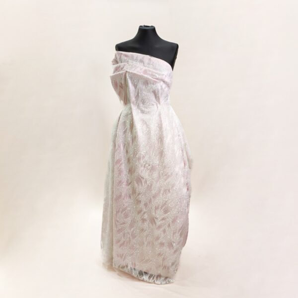 Tessuto Tulle mano seta con Glitter motivo astratto bianco seta