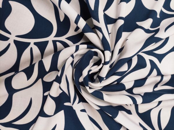Tessuto Viscosa a fantasia motivo floreale blu - bianco