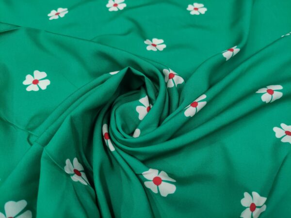 Tessuto Viscosa a fantasia motivo floreale verde - bianco