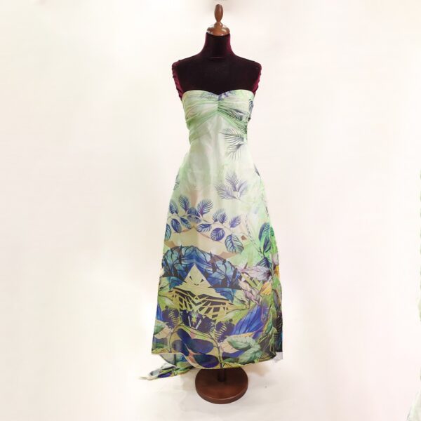 Tessuto Chiffon a fantasia motivo floreale verdino - giallo - azzurro