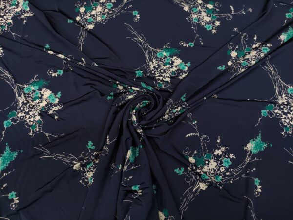 Tessuto jersey di viscosa a fantasia motivo floreale blu