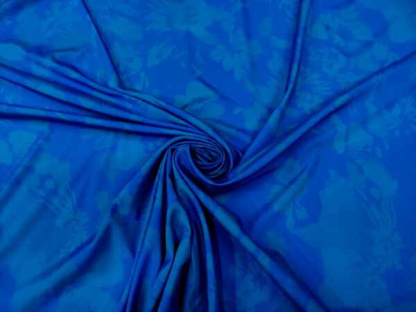 Tessuto Misto Viscosa a fantasia motivo floreale blu elettrico