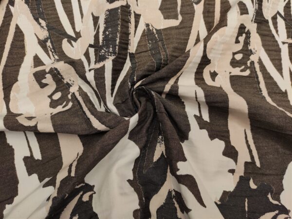 Tessuto Broccato in cotone motivo floreale tortora - argento