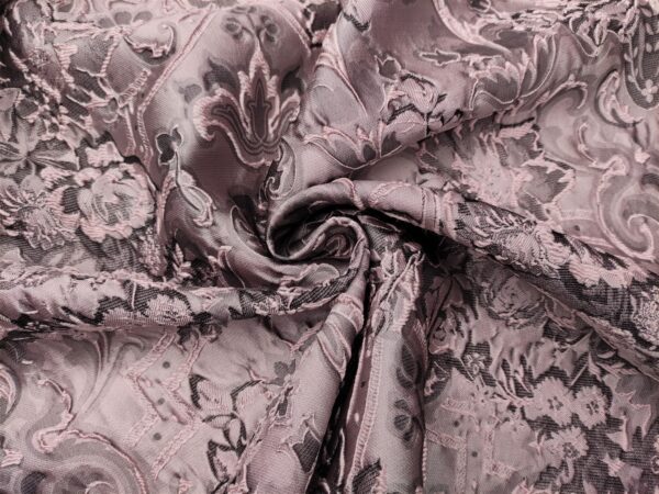 Tessuto Broccato in seta motivo floreale rosa antico