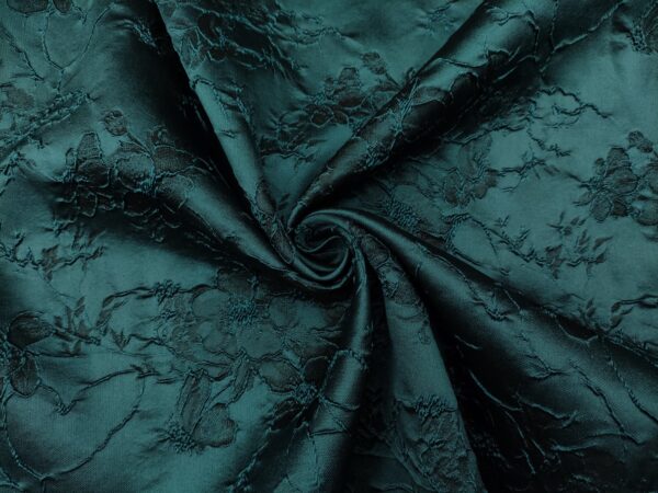 Tessuto Broccato in seta motivo floreale verde ottanio 01