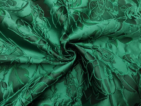 Tessuto Broccato in seta motivo floreale verde smeraldo