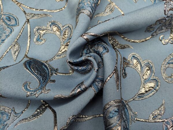 Tessuto Broccato in seta motivo floreale verde oro - carta da zucchero