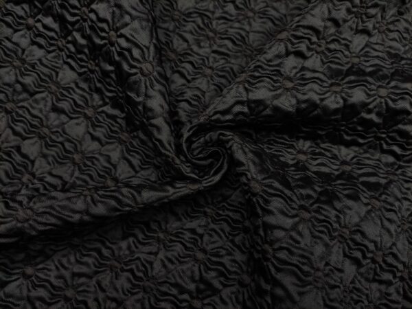 Tessuto Broccato in seta motivo floreale nero