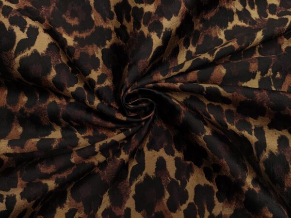 Tessuto Broccato in seta motivo animalier marrone - nero - beige