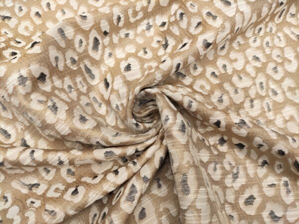 Tessuto Broccato in seta motivo animalier grigio -  beige