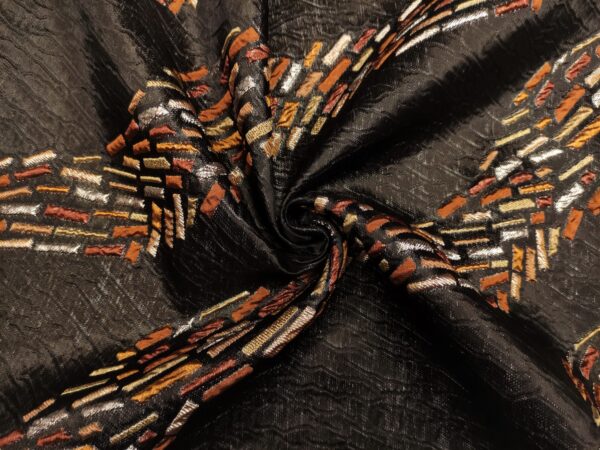 Tessuto Broccato in seta motivo astratto arancione - oro - ruggine