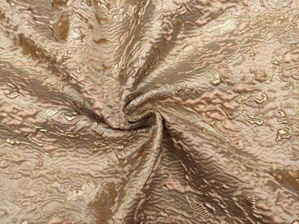 Tessuto Broccato in seta motivo astratto rosa - oro