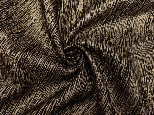 Tessuto Broccato in seta motivo astratto oro - nero