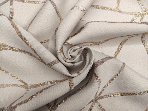 Tessuto Broccato in seta motivo astratto beige - oro - bronzo