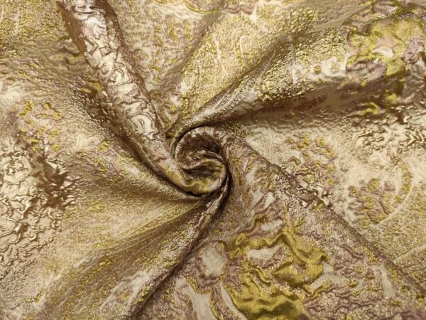 Tessuto Broccato in seta motivo astratto oro - ocra