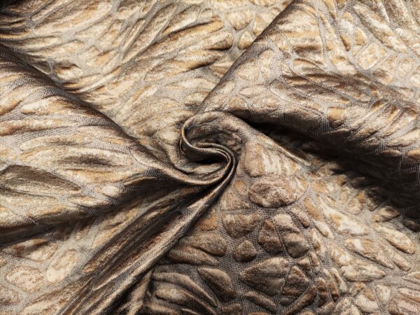 Tessuto Broccato in seta motivo astratto bronzo