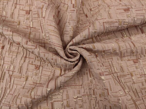 Tessuto Broccato in seta motivo astratto rosa - bronzo - oro