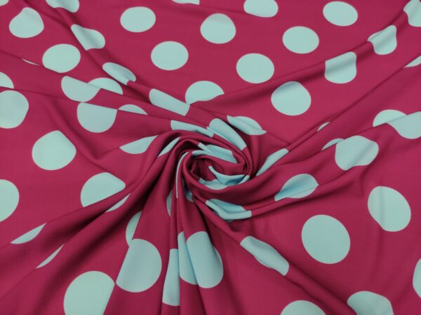 Tessuto Crepe a fantasia motivo pois turchese - vinaccio