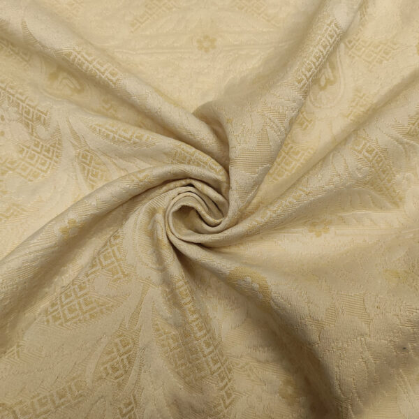 Tessuto Damascato per arredamento a fantasia motivo floreale beige - panna