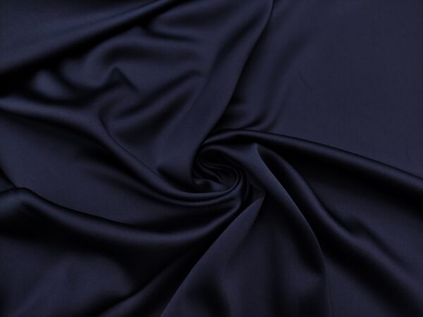 Tessuto Duchesse elasticizzato in tinta unita blu medio