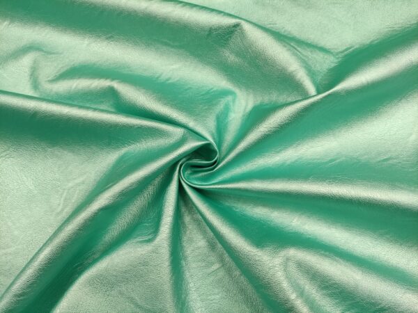 Tessuto Ecopelle per abbigliamento tinta unita lucido verde tiffany