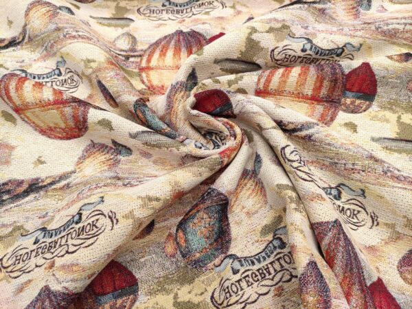 Tessuto Gobelin a fantasia motivo astratto beige - arancione - verde - bordeaux