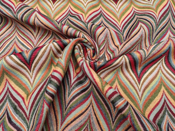 Tessuto Gobelin a fantasia motivo astratto beige - arancione - verde