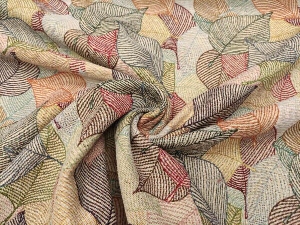 Tessuto Gobelin a fantasia motivo floreale beige - arancione - verde - carta da zucchero