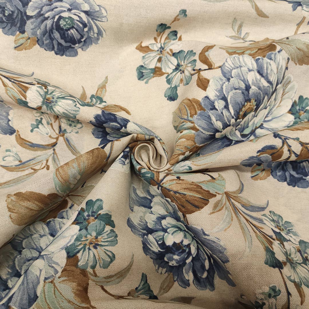 Tessuto vintage in 100% cotone, motivo floreale, ideale per lavori di