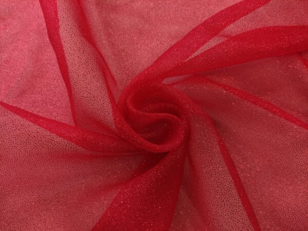 Tessuto Organza Glitter rosso