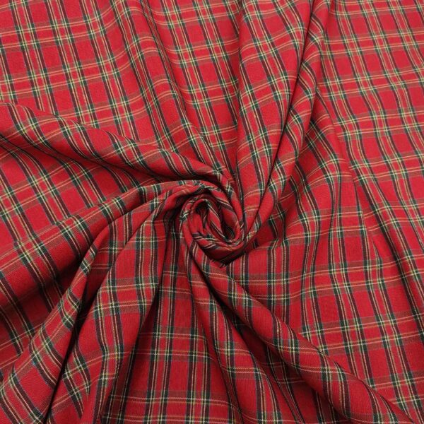Tessuto Tartan piccolo Natalizio rosso - verde