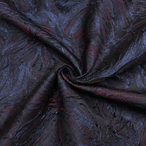 Tessuto Broccato in seta motivo floreale blu - bordeaux