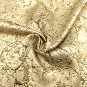 Tessuto Broccato in seta motivo astratto platino - oro