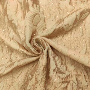 Tessuto Broccato ricamato con micro paillettes motivo floreale panna - rosa cipria