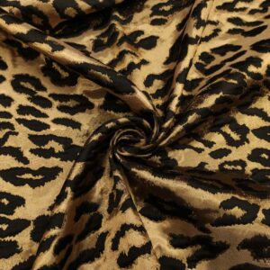 Tessuto Broccato in seta motivo animalier nero - bronzo