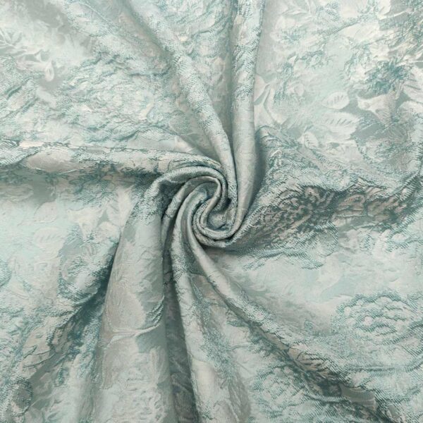 Tessuto Broccato in seta motivo astratto acquamarina