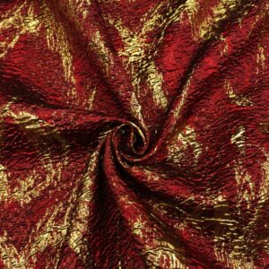 Tessuto Broccato in seta motivo astratto bordeaux - oro