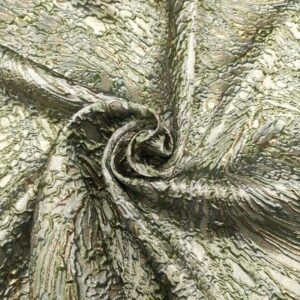 Tessuto Broccato in seta motivo astratto salvia - oro - grigio