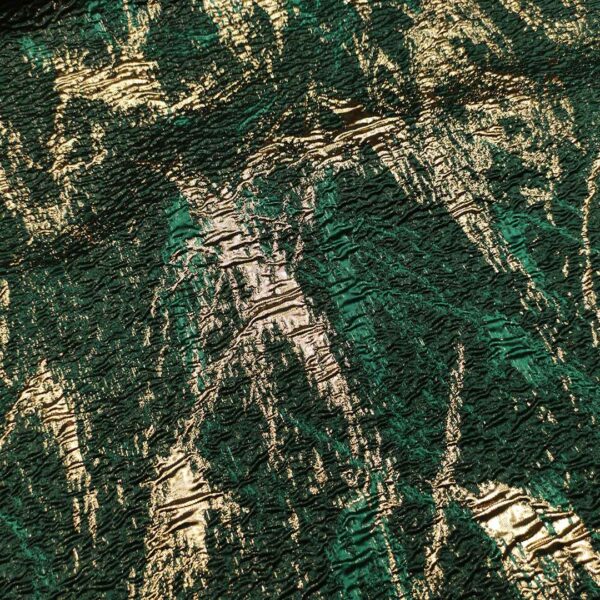 Tessuto Broccato in seta motivo astratto verde bottiglia - oro