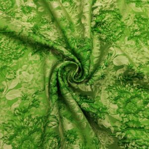 Tessuto Broccato in seta motivo astratto verde prato