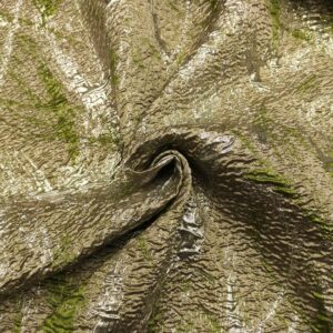 Tessuto Broccato in seta motivo astratto verde - argento