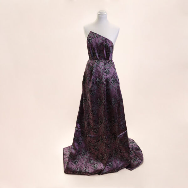 Tessuto Tulle-Pizzo mano seta ricamato con fiori 3d e paillettes rosso