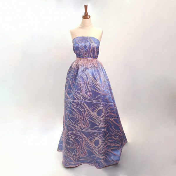 Tessuto Broccato in seta motivo astratto very peri - oro - rosa