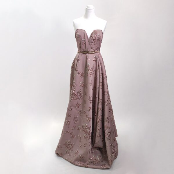 Tessuto Broccato in seta motivo floreale rosa gold