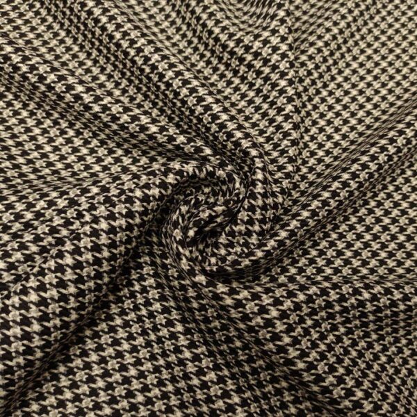 Tessuto pettinato motivo pied de poule grigio - bianco - nero