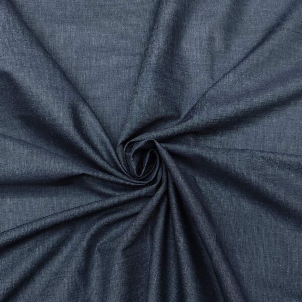 Tessuto Jeans Chambray elasticizzato tinta unita denim