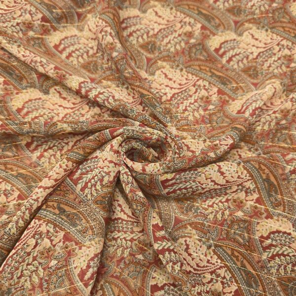 Tessuto Chiffon a fantasia con filo lurex motivo floreale cashmere coccio - panna - rosso